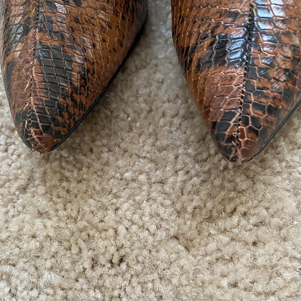Schultz Brown Snakeprint Ankle Booties